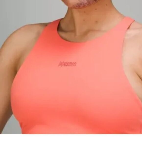 NWT New LULULEMON Long Line LL High Neck Energy Bra Motif Logo RPCR Orange 8 - Picture 4 of 9
